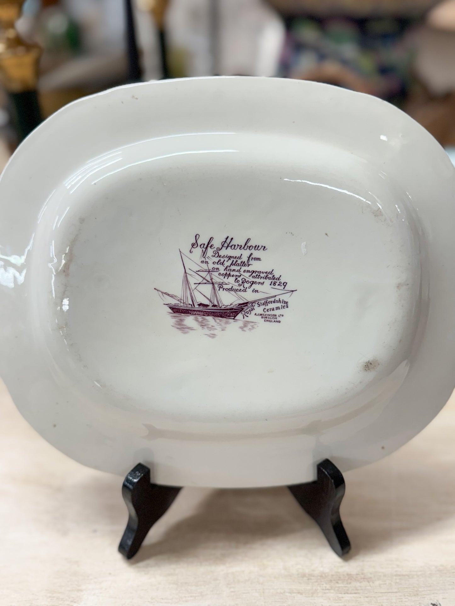 Purple "Safe Harbor" Transferware Platter