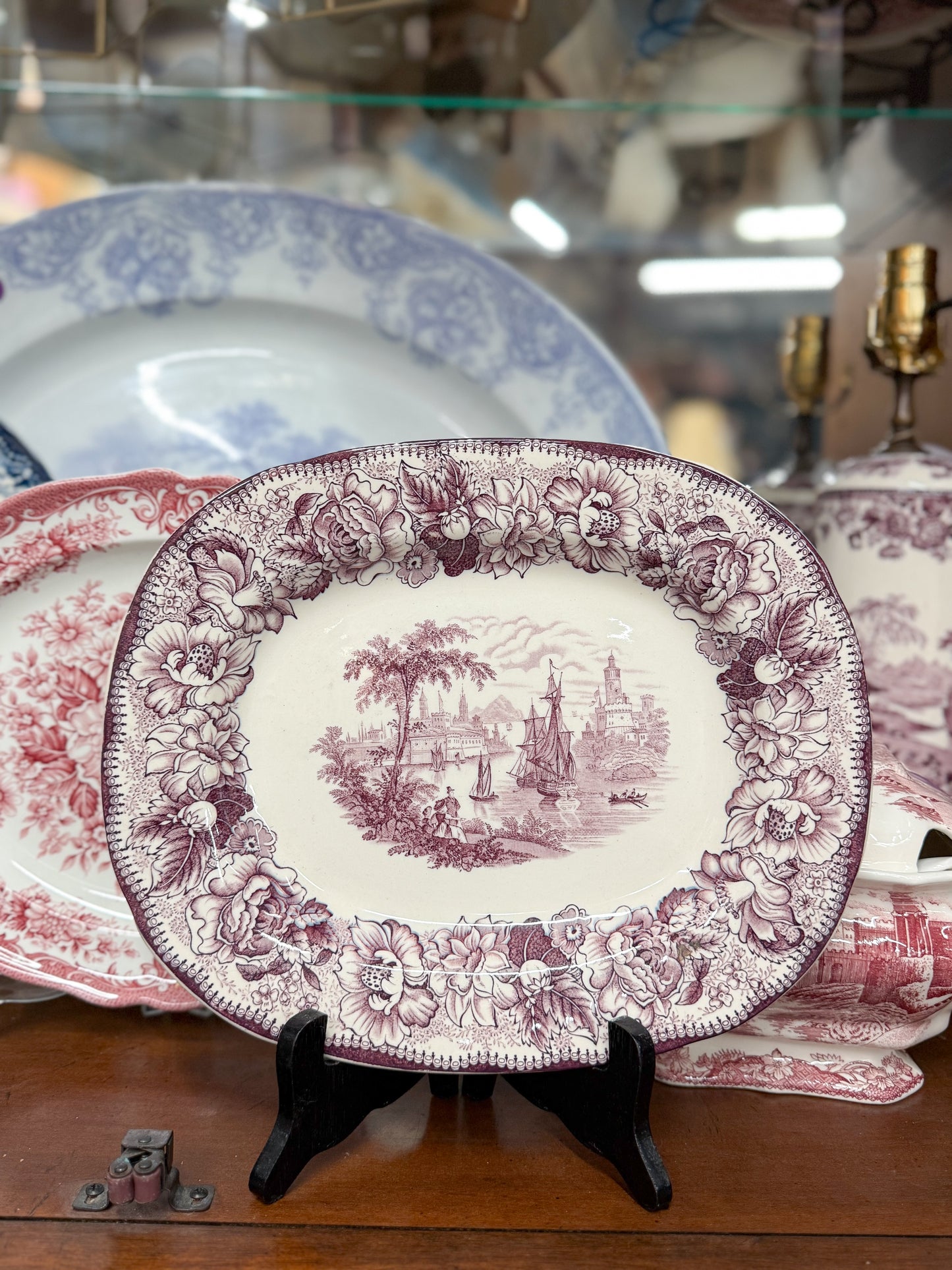 Purple "Safe Harbor" Transferware Platter