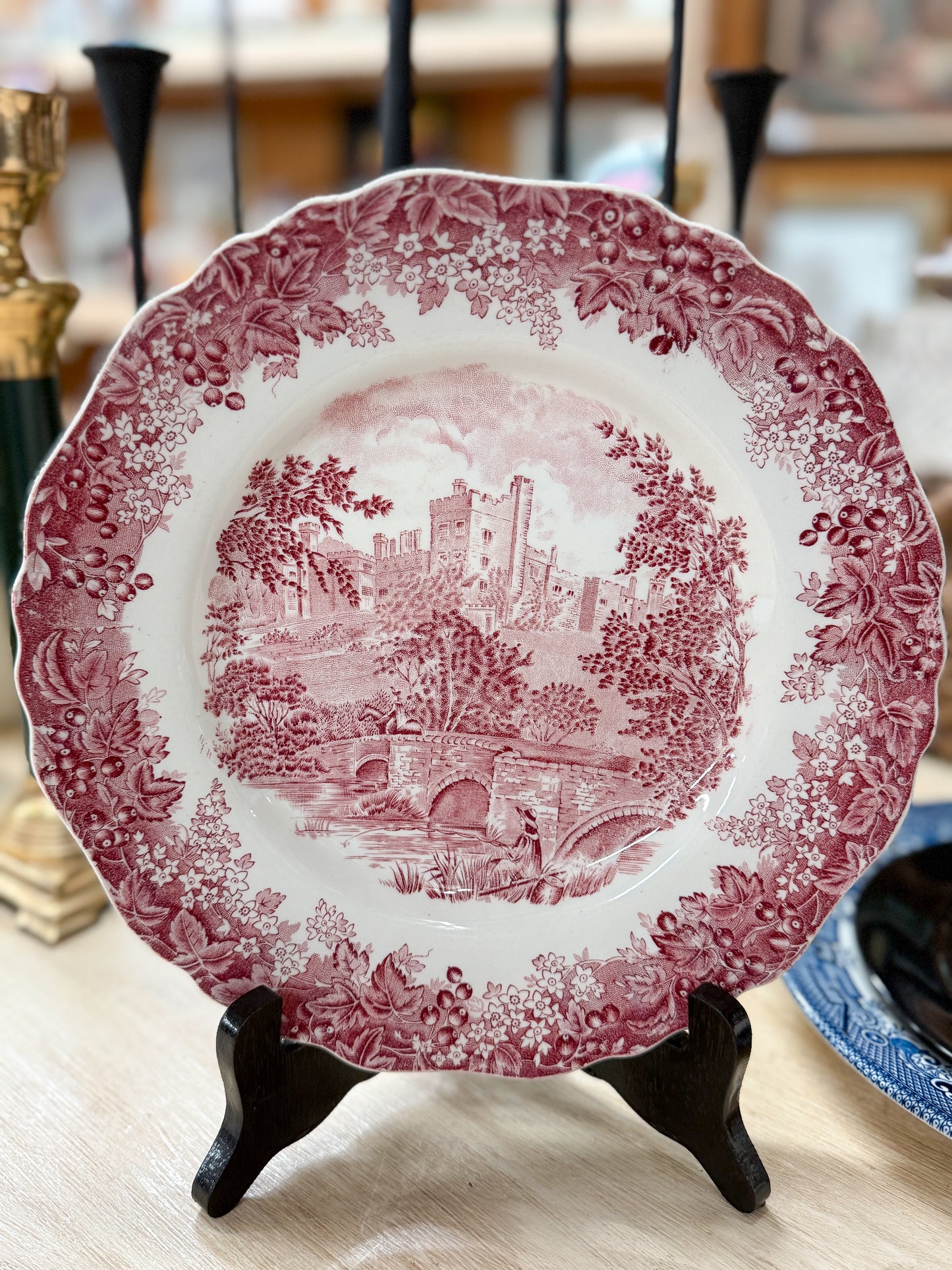 Haddon Hall Red Tranferware Plate