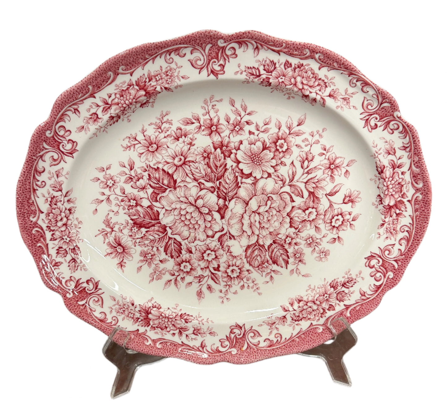 Red Floral Royal Staffordshire Transferware Platter