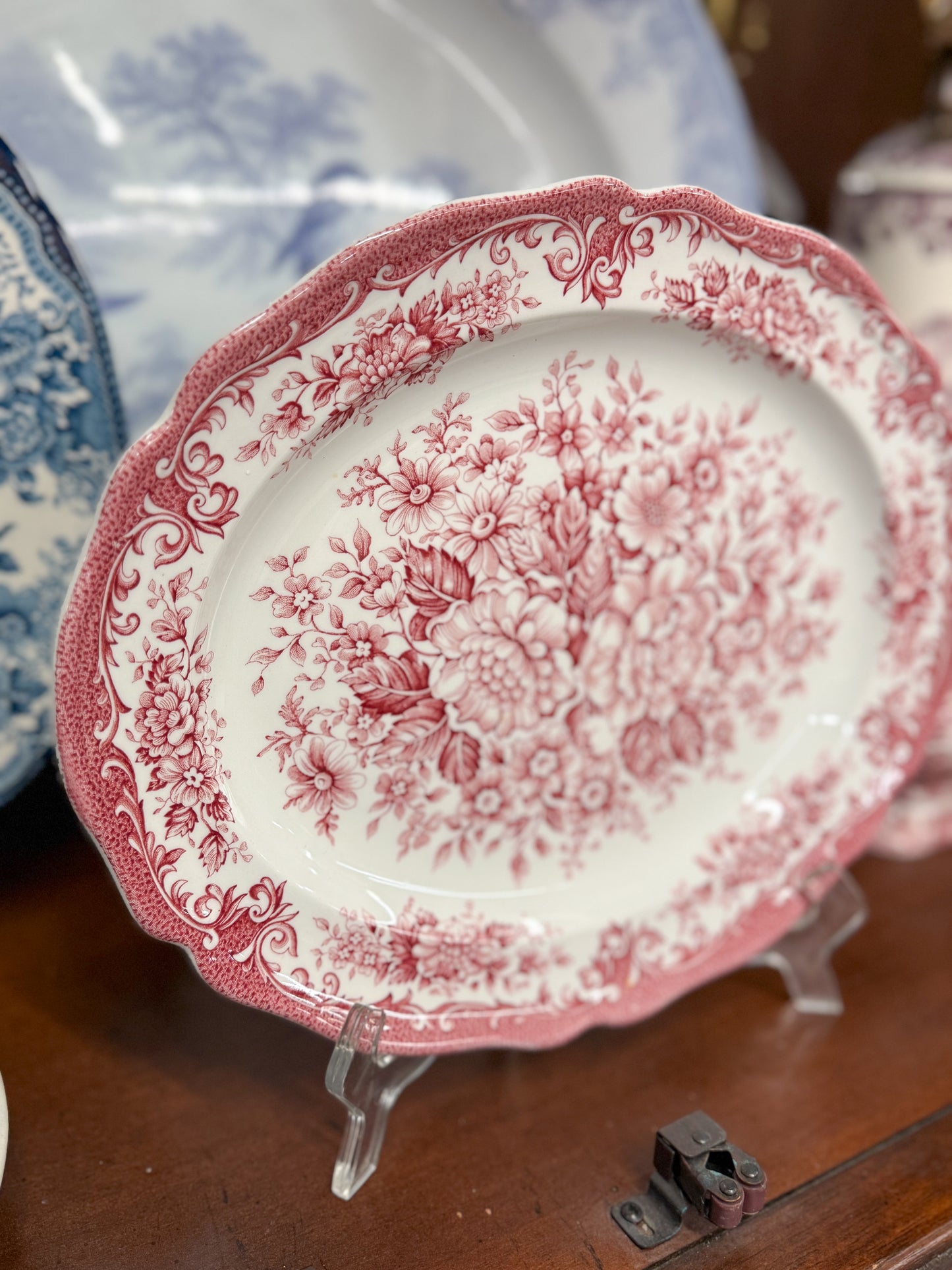 Red Floral Royal Staffordshire Transferware Platter