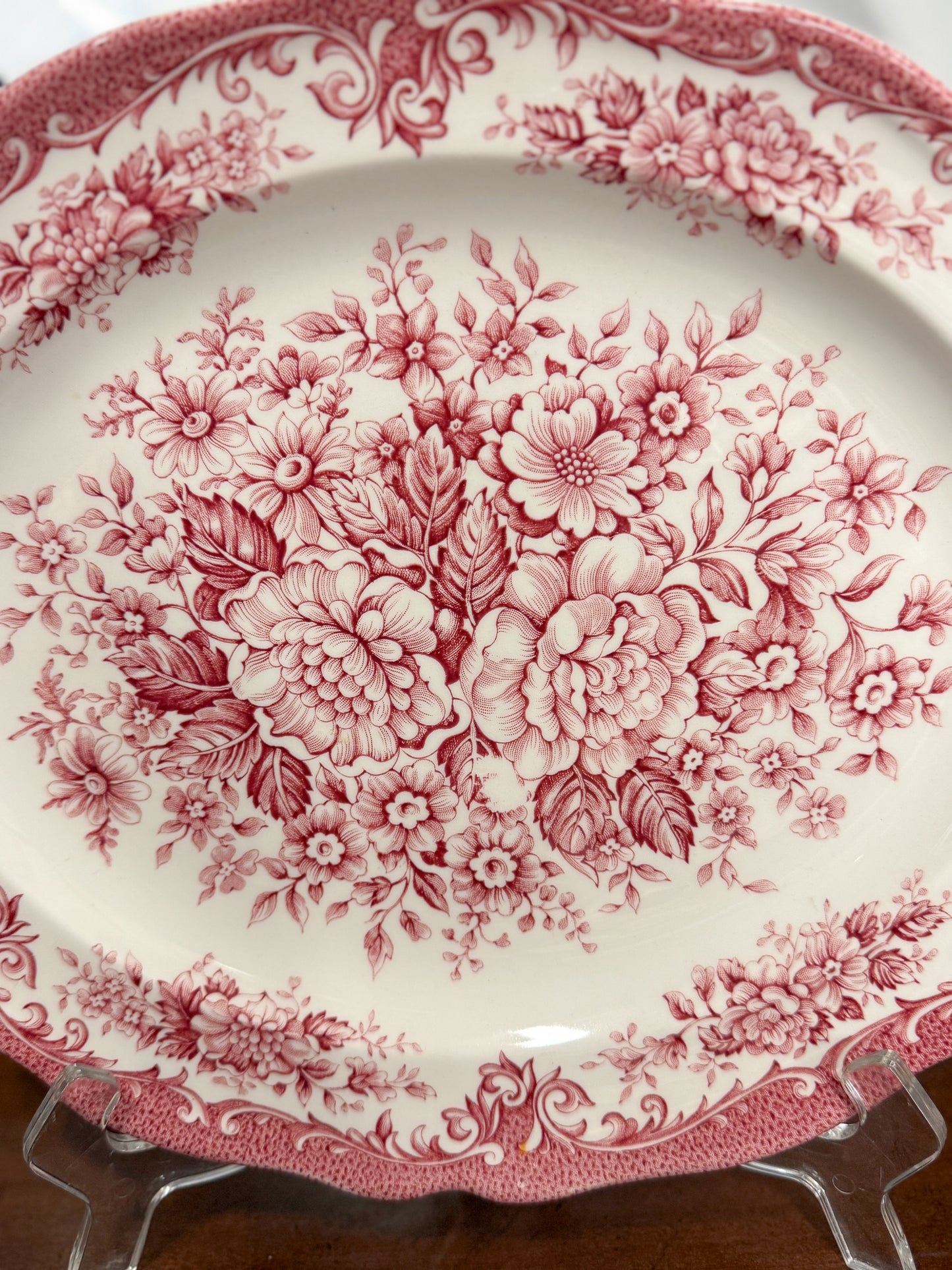 Red Floral Royal Staffordshire Transferware Platter