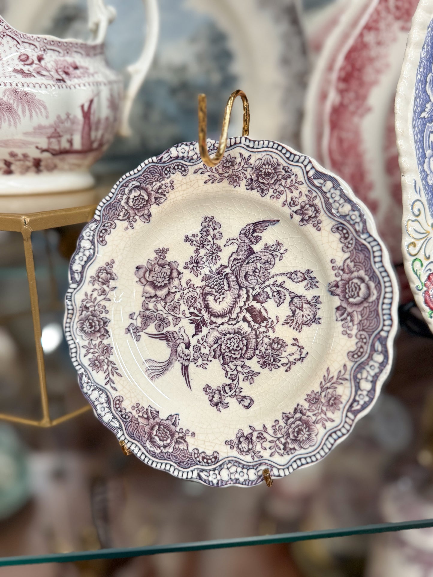 Purple Bristol Tranferware Teacup + Saucer