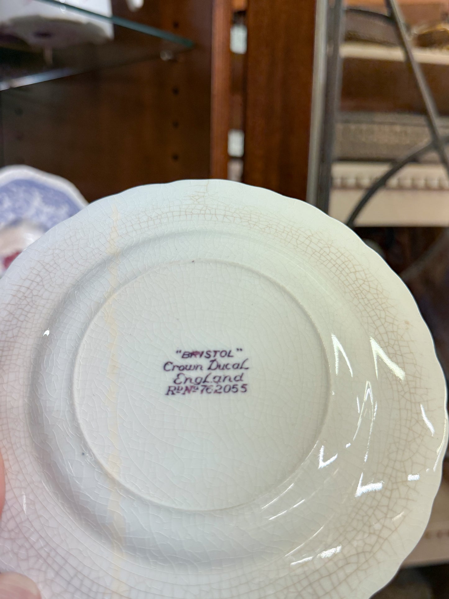Purple Bristol Tranferware Teacup + Saucer