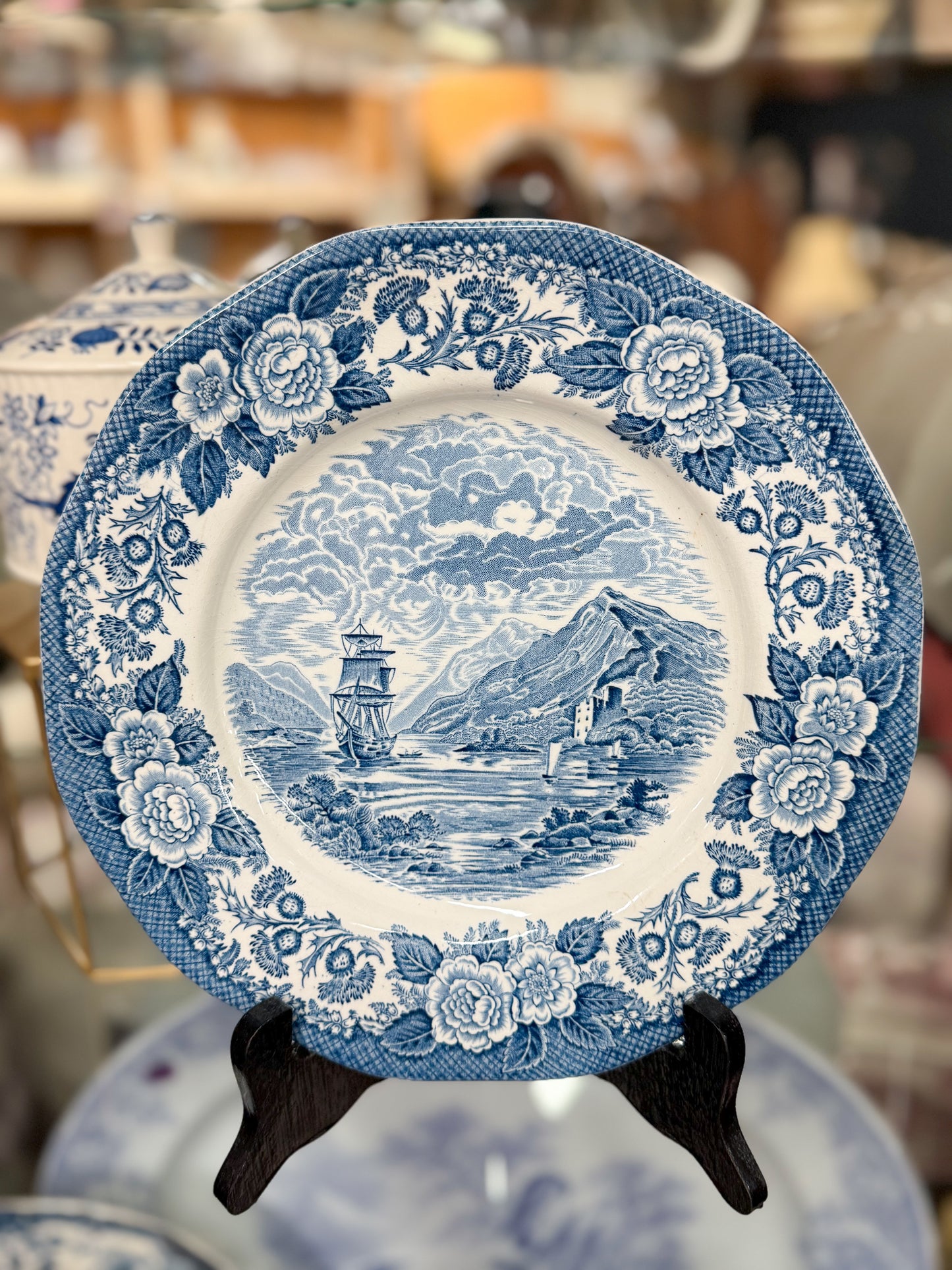 Blue "Lochs of Scotland" Transferware Plate