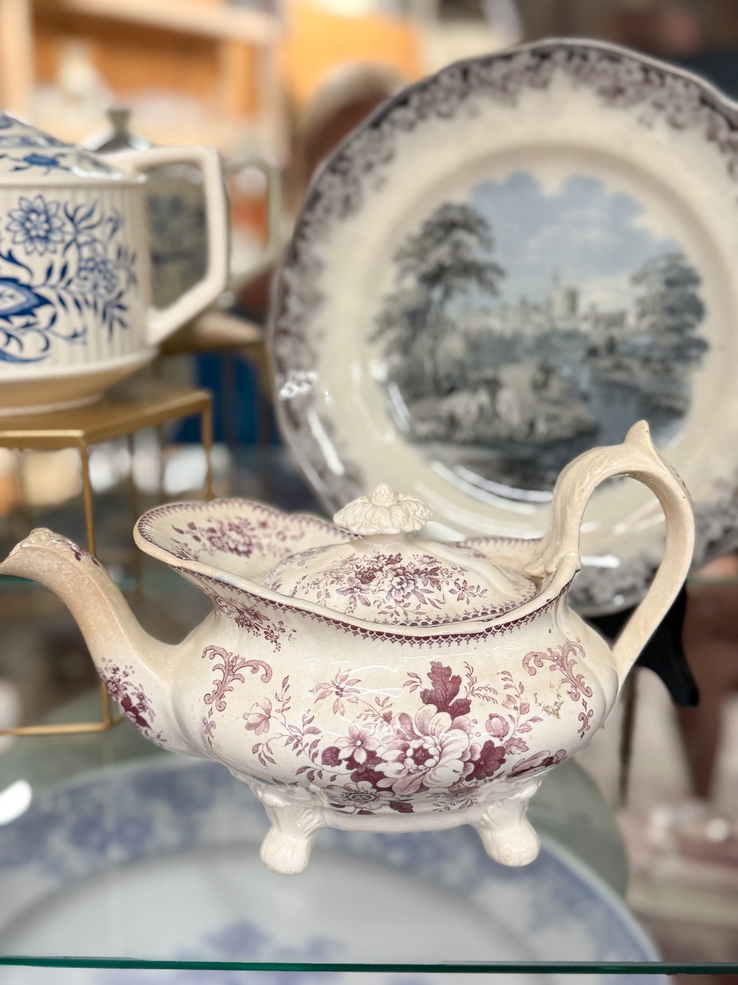 Purple Transferware Teapot