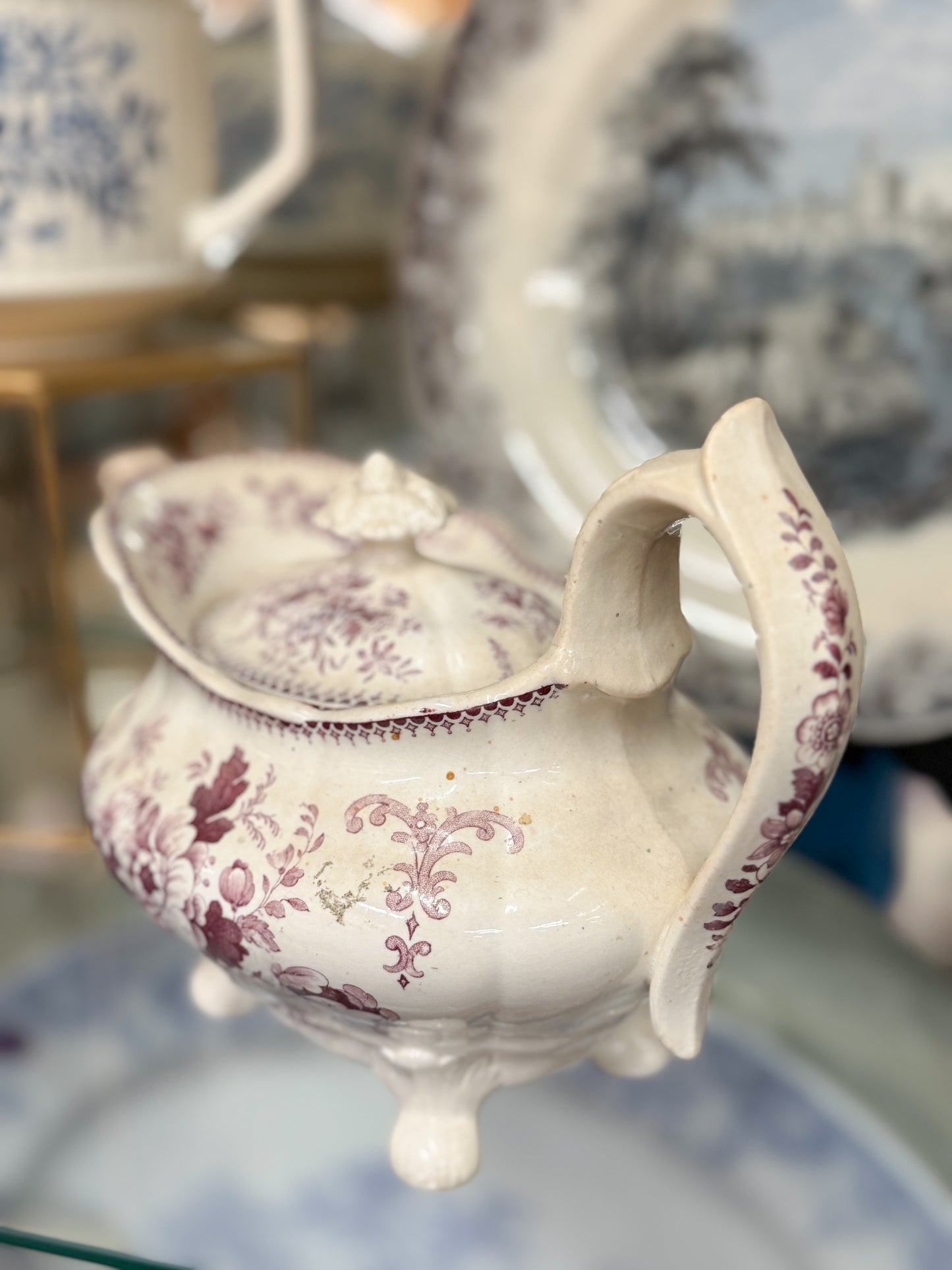 Purple Transferware Teapot
