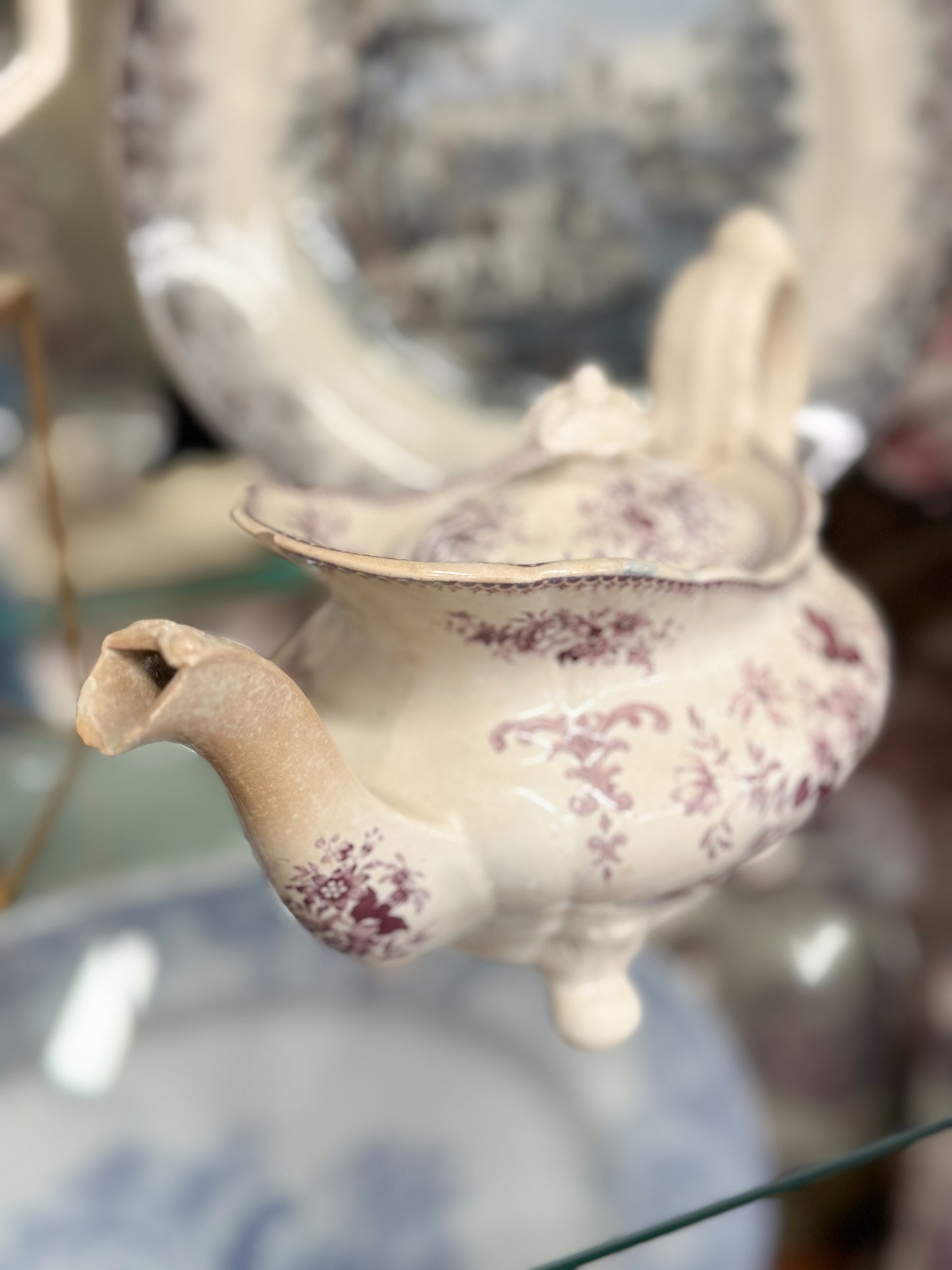 Purple Transferware Teapot