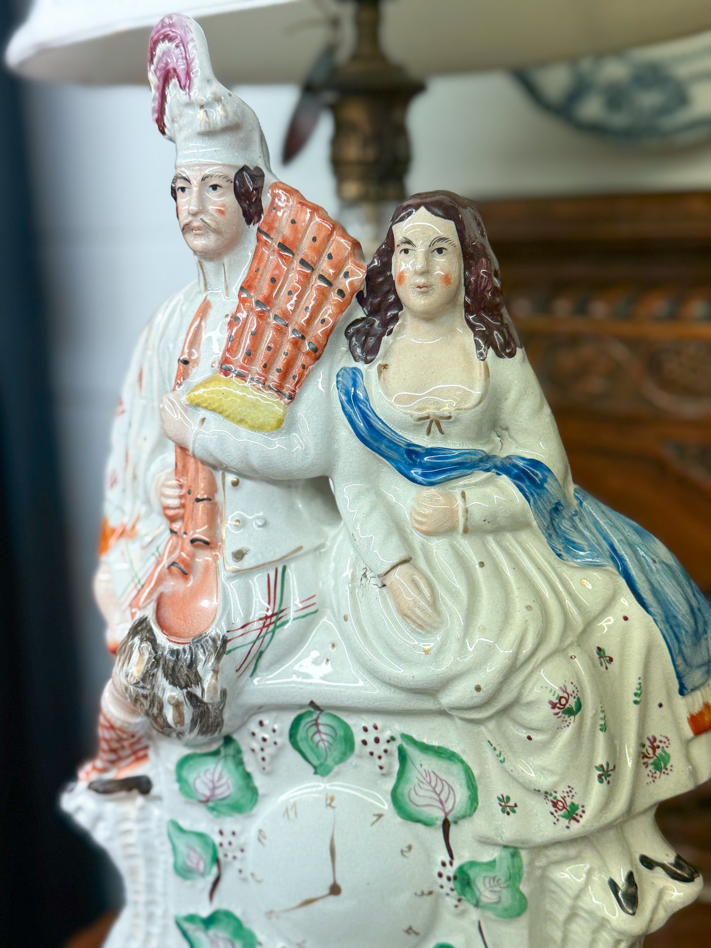Staffordshire Couple on Clock Tower Figurine