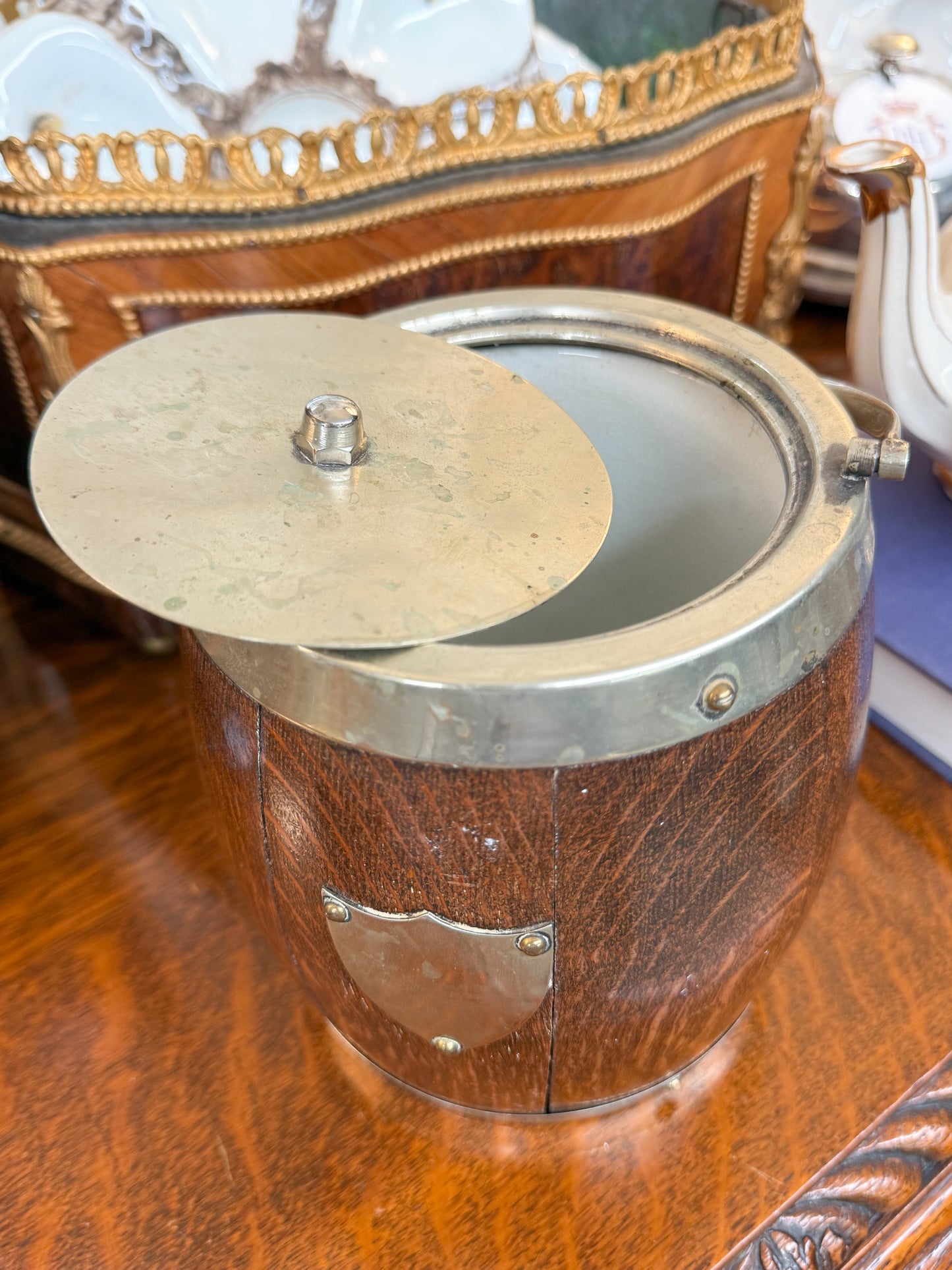 Wooden Tea Caddy with Blank Plaque