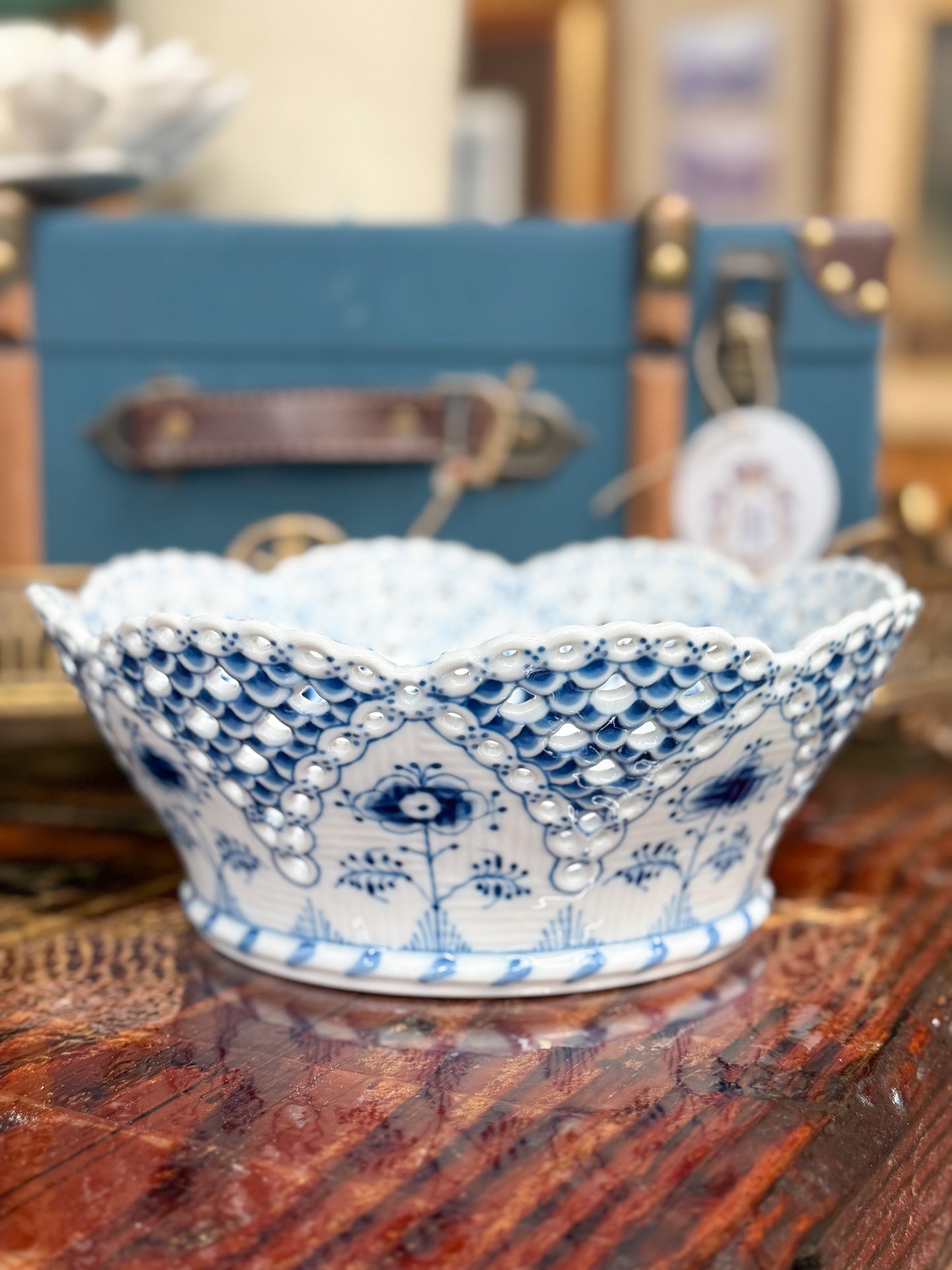 Royal Copenhagen Blue Full Lace Fluted Fruit Bowl