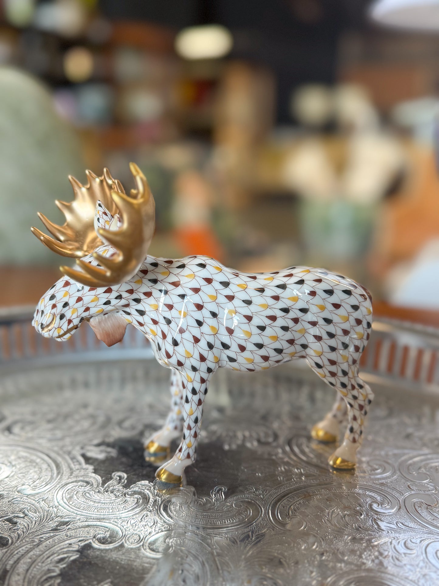 Extremely Rare Tricolor Herend Moose