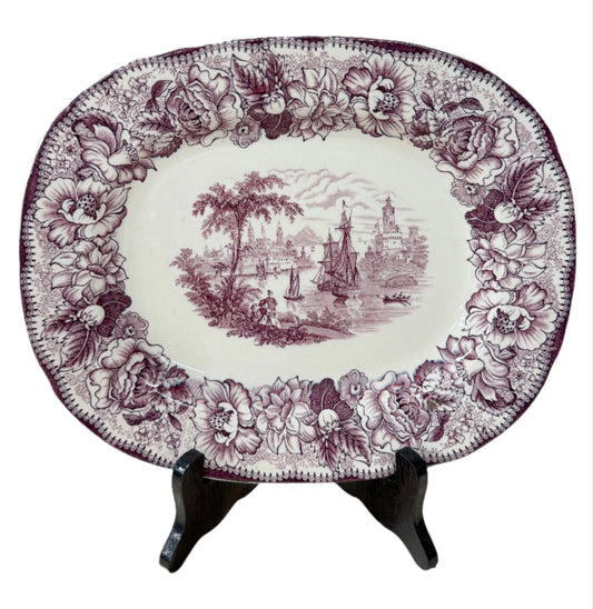 Purple "Safe Harbor" Transferware Platter