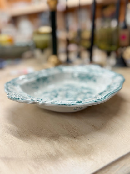 Aqua Transferware Platter "Asiatic Pheasants"