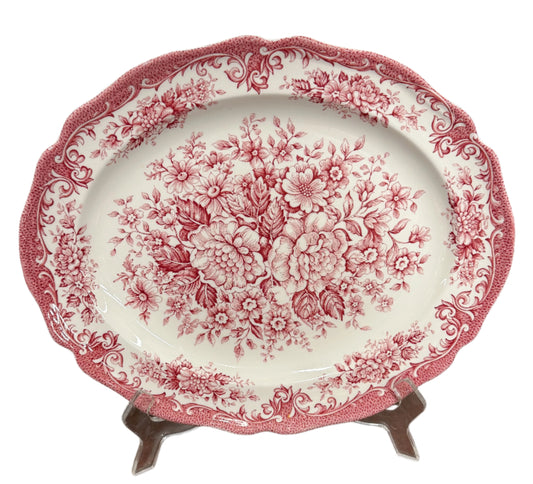 Red Floral Royal Staffordshire Transferware Platter