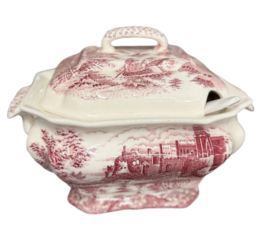 Red Tranferware Tureen
