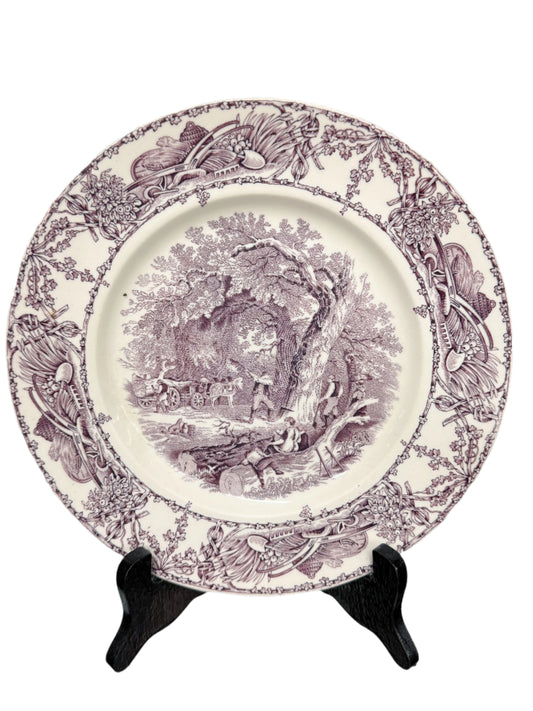 Purple "Pastoral Davenport 1840" Transferware Plate