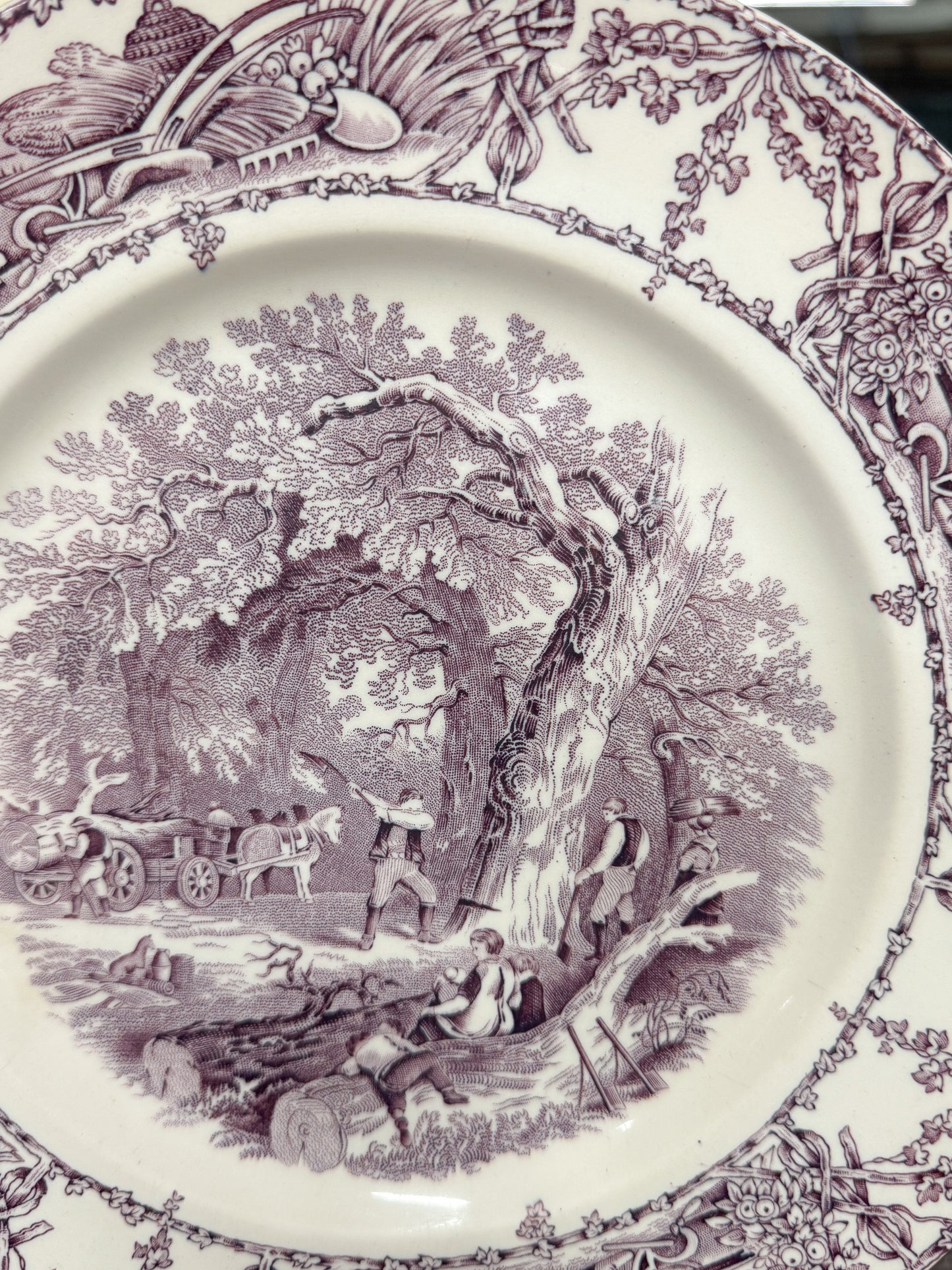 Purple "Pastoral Davenport 1840" Transferware Plate