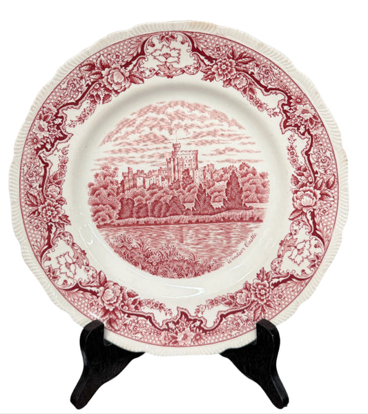 Red "Windsor Castle" Transferware Plate