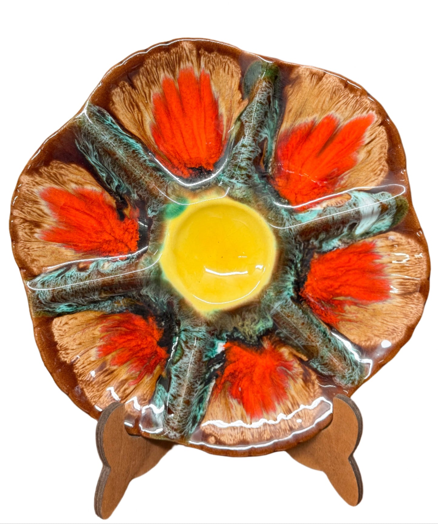 Brown + Red Oyster Plate