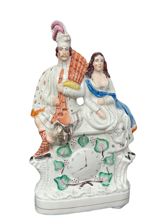 Staffordshire Couple on Clock Tower Figurine