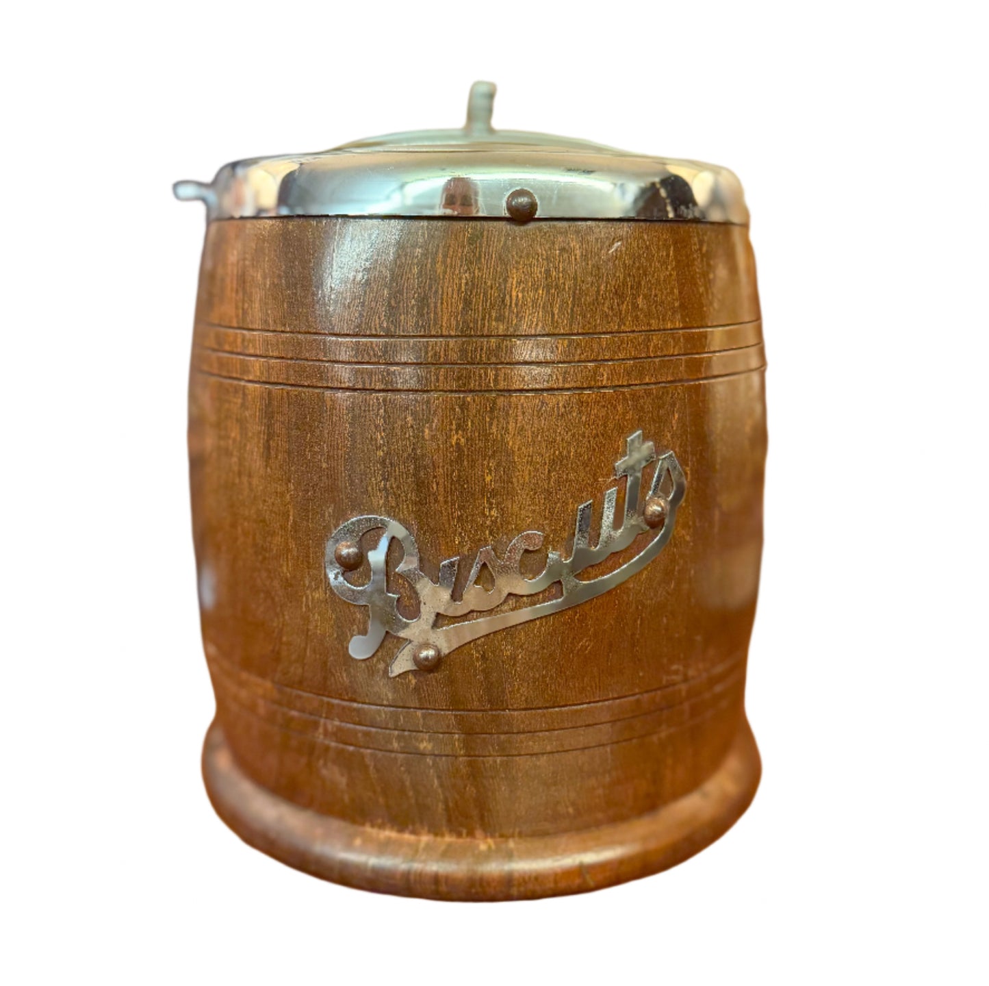 Antique Wooden "Biscuits" Barrel