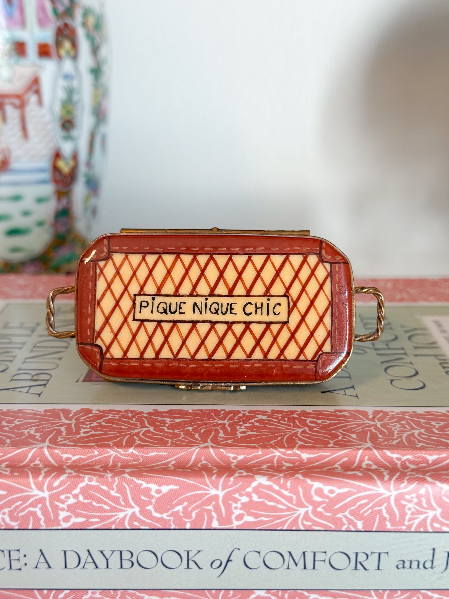 Vintage Pique Nique Chic Limoges Trinket Box