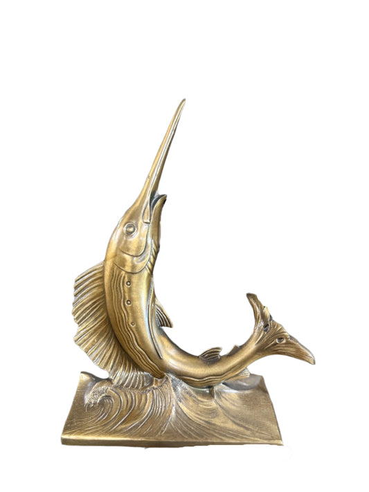 Pair - Brass Swordfish Bookends