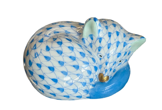 Blue Herend Mini Fishnet Sleeping Fox